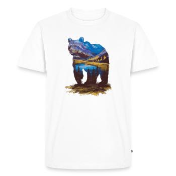 Wander Bear Mountains Lake Retro Nature Design - Men's Premium Organic T-Shirt - white - Front - Nico (187cm)