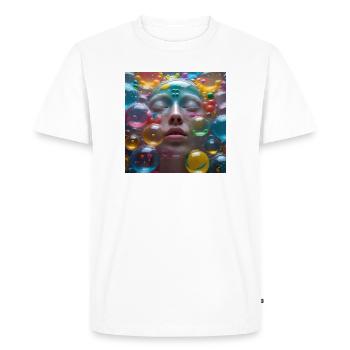 Face among Neon Bubbles - Men's Premium Organic T-Shirt - white - Front - Nico (187cm)