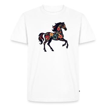 Flower Horse Floral Ornaments Horse Silhouette - Men's Premium Organic T-Shirt - white - Front - Nico (187cm)