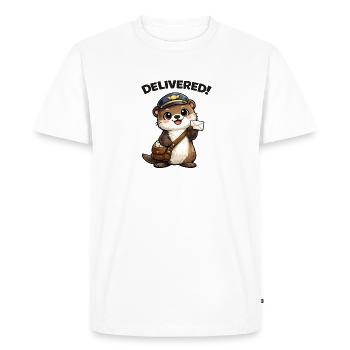 Otter Postman Delivers - Men's Premium Organic T-Shirt - white - Front - Nico (187cm)