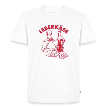 Funny butcher Leberkäse Bavarian kebab - Men's Premium Organic T-Shirt - white - Front - Nico (187cm)