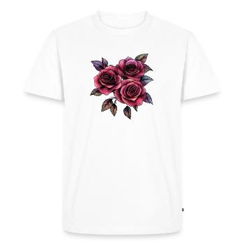 Roses dans le style néon-noir - T-shirt Premium bio Homme - blanc - Devant - Nico (187cm)