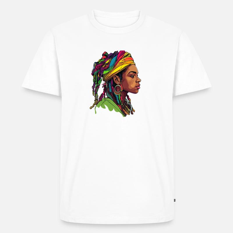 Kopfwrap Farbexplosion Portrait - Männer Premium Bio T-Shirt - Weiß