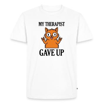 Mon thérapeute a abandonné le mème drôle de chat - T-shirt Premium bio Homme - blanc - Devant - Nico (187cm)