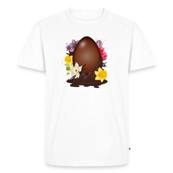 Œuf de Pâques en chocolat avec fleurs et vanille - T-shirt Premium bio Homme - blanc - Devant - Nico (187cm)