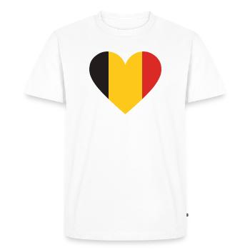 Humour,Belge, belgique, drapeau, frite, frites - T-shirt Premium bio Homme - blanc - Devant - Nico (187cm)
