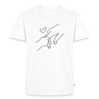 Poignée de main avec connexion cœur - T-shirt Premium bio Homme - blanc - Devant - Nico (187cm)