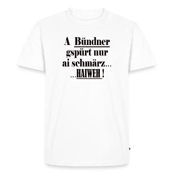 Graubünden only knows ai schmärz Haiweh - Men's Premium Organic T-Shirt - white - Front - Nico (187cm)