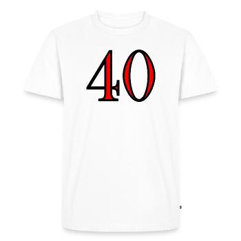 40. 40 YEARS. 40th ANNIVERSARY. 40 YEARS ANNIVERSARY. - Men's Premium Organic T-Shirt - white - Front - Nico (187cm)