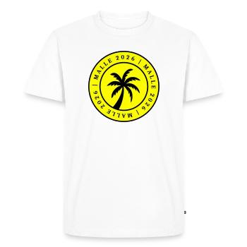 Malle 2026 Palm Tree Circle - Men's Premium Organic T-Shirt - white - Front - Nico (187cm)