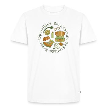 Buen Camino ne cesse jamais de marcher en camouflage - T-shirt Premium bio Homme - blanc - Devant - Nico (187cm)