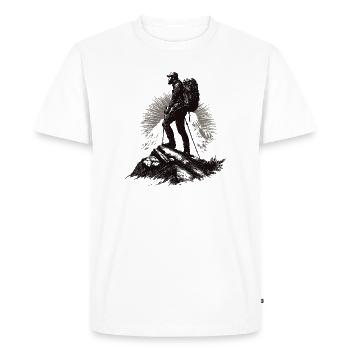 Mountaineer motif in the sunbeam - Men's Premium Organic T-Shirt - white - Front - Nico (187cm)