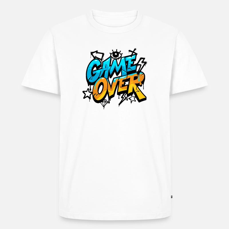Game Over Graffiti Splash Tee - Männer Premium Bio T-Shirt - Weiß