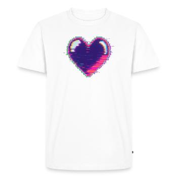 Cœur glitch néon Pixel Amour Nerd - T-shirt Premium bio Homme - blanc - Devant - Nico (187cm)