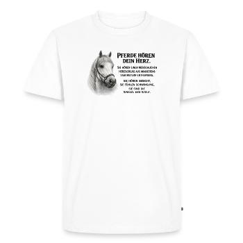 Les chevaux écoutent votre cœur – pour les cavaliers - T-shirt Premium bio Homme - blanc - Devant - Nico (187cm)