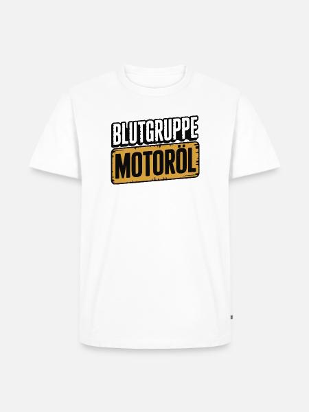 Blutgruppe Motoröl Schrauber Design - Männer Premium Bio T-Shirt - Weiß
