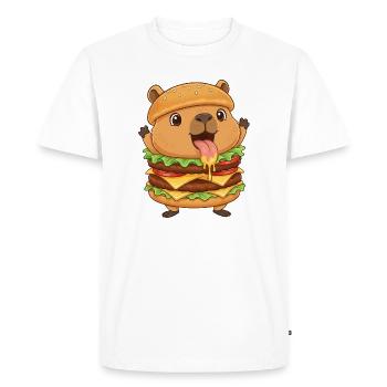 Déguisement de burger de fast-food en dessin animé drôle de capybara - T-shirt Premium bio Homme - blanc - Devant - Nico (187cm)