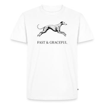 Greyhound Fast & Graceful - Cadeau minimaliste pour chien - T-shirt Premium bio Homme - blanc - Devant - Nico (187cm)