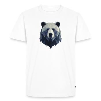 Tête d'ours, dessin ours fort, symbole puissance - T-shirt Premium bio Homme - blanc - Devant - Nico (187cm)
