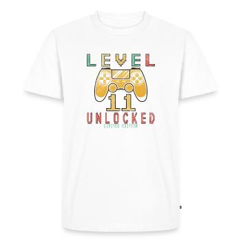 Level 11 Unlocked - Men's Premium Organic T-Shirt - white - Front - Nico (187cm)