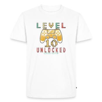 Niveau 10 Gamer Débloqué 10 Cadeau d’anniversaire - T-shirt Premium bio Homme - blanc - Devant - Nico (187cm)