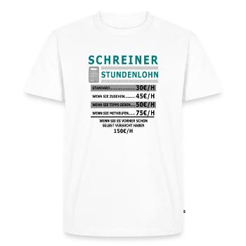 Salaire horaire de charpentier - T-shirt Premium bio Homme - blanc - Devant - Nico (187cm)