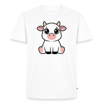 Cute Calf Baby Cow Sitting Kawaii - Men's Premium Organic T-Shirt - white - Front - Nico (187cm)