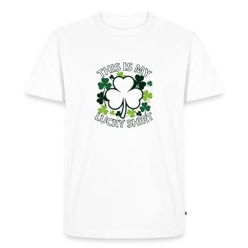 Mon t-shirt porte-bonheur Trèfle design - T-shirt Premium bio Homme - blanc - Devant - Nico (187cm)