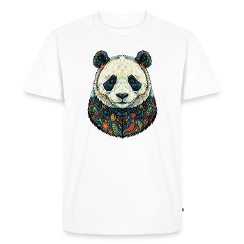 Portrait de Flora Panda avec des fleurs - T-shirt Premium bio Homme - blanc - Devant - Nico (187cm)