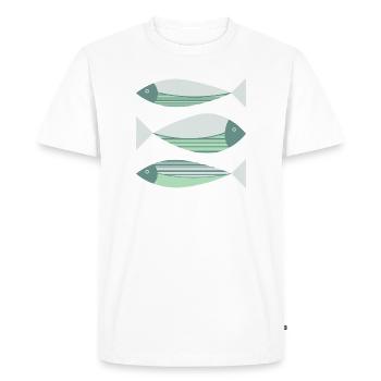 Illustrated Graphic Fish Green - Men's Premium Organic T-Shirt - white - Front - Nico (187cm)