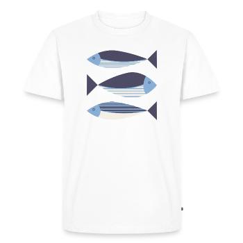 Illustrated Graphic Fish Dark Blue - Men's Premium Organic T-Shirt - white - Front - Nico (187cm)