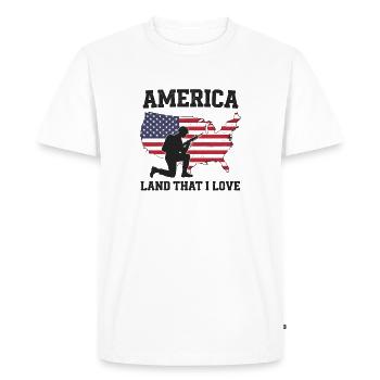 America Land That I Love Patriotic Soldier - Men's Premium Organic T-Shirt - white - Front - Nico (187cm)