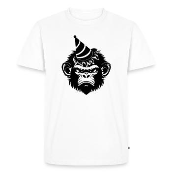 Singe capricieux avec un chapeau de fête - T-shirt Premium bio Homme - blanc - Devant - Nico (187cm)