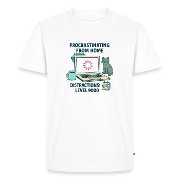 Humor Procrastination Telecommuting Chat and Coffee - Men's Premium Organic T-Shirt - white - Front - Nico (187cm)