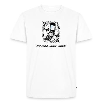 Pas de rizz, juste vibrons téléphone portable - T-shirt Premium bio Homme - blanc - Devant - Nico (187cm)