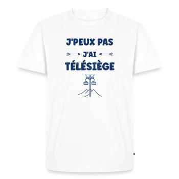 J’peux pas j’ai télésiège - T-shirt Premium bio Homme - blanc - Devant - Nico (187cm)