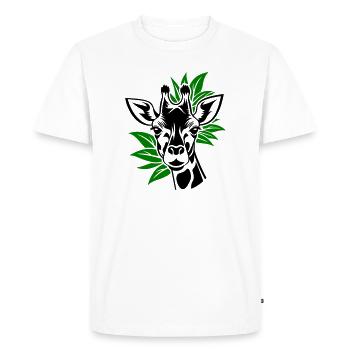 Giraffe with leaves in the background - Men's Premium Organic T-Shirt - white - Front - Nico (187cm)