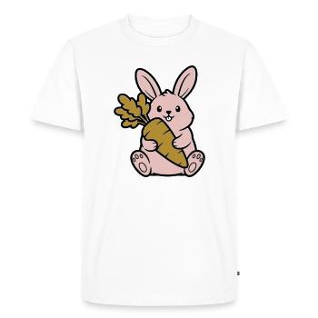 Bande dessinée du lapin mignon avec une carotte et une carotte - T-shirt Premium bio Homme - blanc - Devant - Nico (187cm)