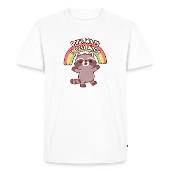 Raton laveur mignon, t’inquiète, ça empire. Drôle. - T-shirt Premium bio Homme - blanc - Devant - Nico (187cm)