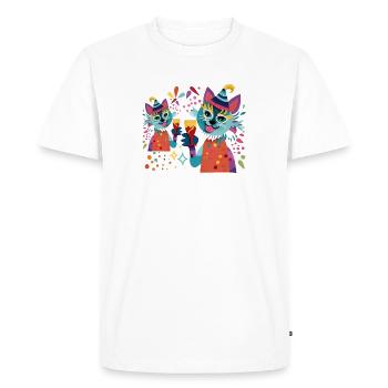 Cuddly Party Cats Neon Colors - Men's Premium Organic T-Shirt - white - Front - Nico (187cm)