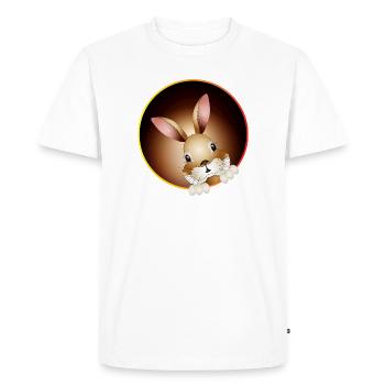 Un lapin curieux sort du terrier du lapin - T-shirt Premium bio Homme - blanc - Devant - Nico (187cm)