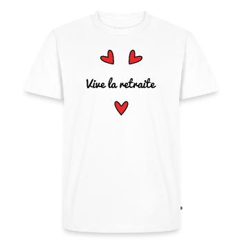 VIVE LA RETRAITE. JOYEUSE RETRAITE. RETRAITE - T-shirt Premium bio Homme - blanc - Devant - Nico (187cm)