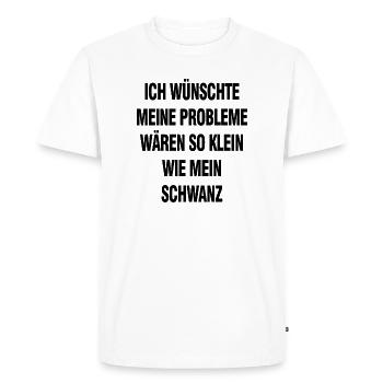 Expression de l’humour noir – les problèmes seraient si petits - T-shirt Premium bio Homme - blanc - Devant - Nico (187cm)