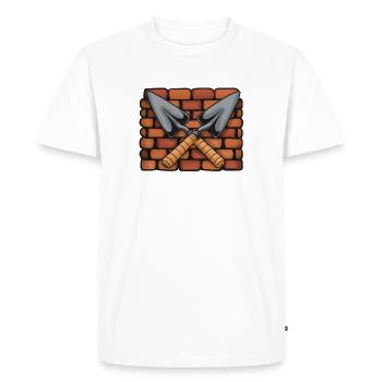 Mason's symbol: Crossed trowels in front of brick wall - Men's Premium Organic T-Shirt - white - Front - Nico (187cm)