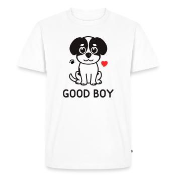 Bon garçon – Motif du chien mignon - T-shirt Premium bio Homme - blanc - Devant - Nico (187cm)
