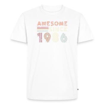 Rétro Neon depuis 1986 - T-shirt Premium bio Homme - blanc - Devant - Nico (187cm)