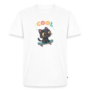 Chat skateboard pastel - T-shirt Premium bio Homme - blanc - Devant - Nico (187cm)