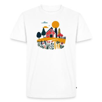 Red Barn in Sommerfeld Farm Motif - Men's Premium Organic T-Shirt - white - Front - Nico (187cm)