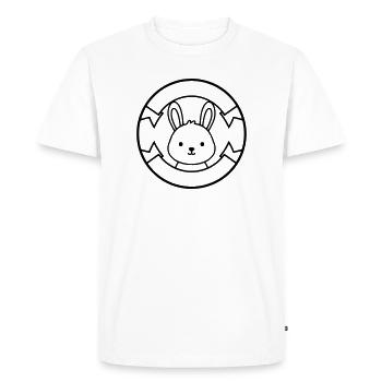 Badge du logo du petit lapin Mignon - T-shirt Premium bio Homme - blanc - Devant - Nico (187cm)