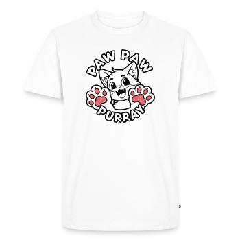 Paw Paw Purray - Happy Cat Raising Paws - Men's Premium Organic T-Shirt - white - Front - Nico (187cm)